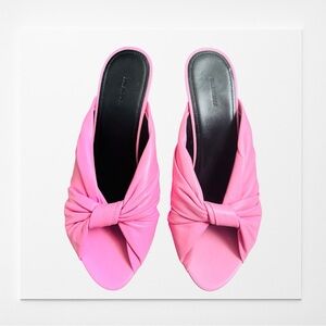 BALENCIAGA Drapy Pink Leather Peep Toe Mules in size 9 (39